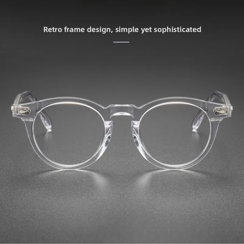 CLLOIO Trendy Durable Vintage Versatile Reading Glasses Blue Light Blocking Acetate Frame Oval Progressive Prescription Eyewear