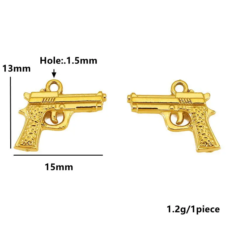 3pcs Stainless Steel Vintage Simulation Gun Charm Pistol Shape Pendant for DIY Necklace Punk Keychain Jewelry Making Accessories - Image 5