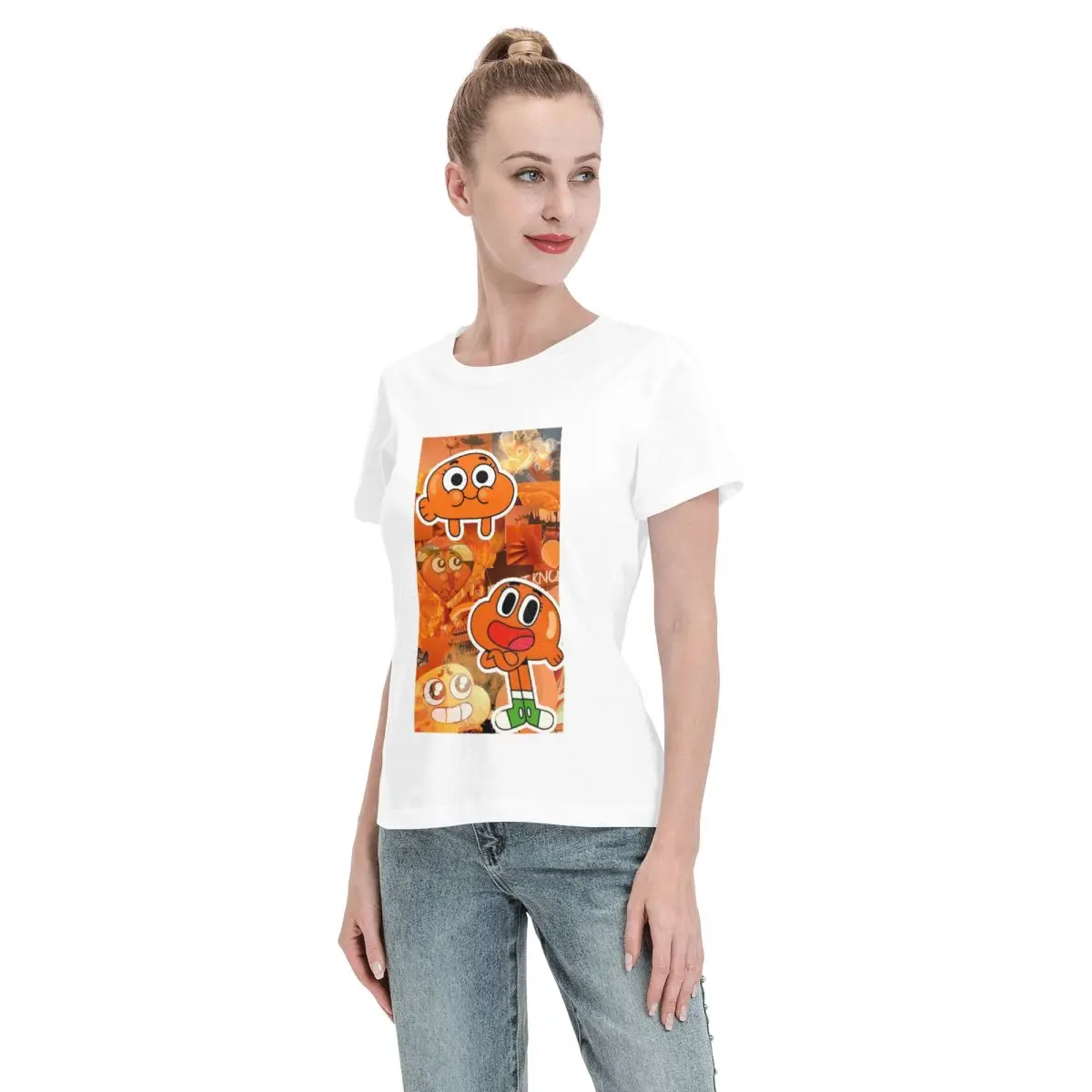 Darwin Watterson The Amazing World Of Gumball Anime  T-Shirt Women Short Sleeve T Shirts Round Neck Clothes Cotton Summer