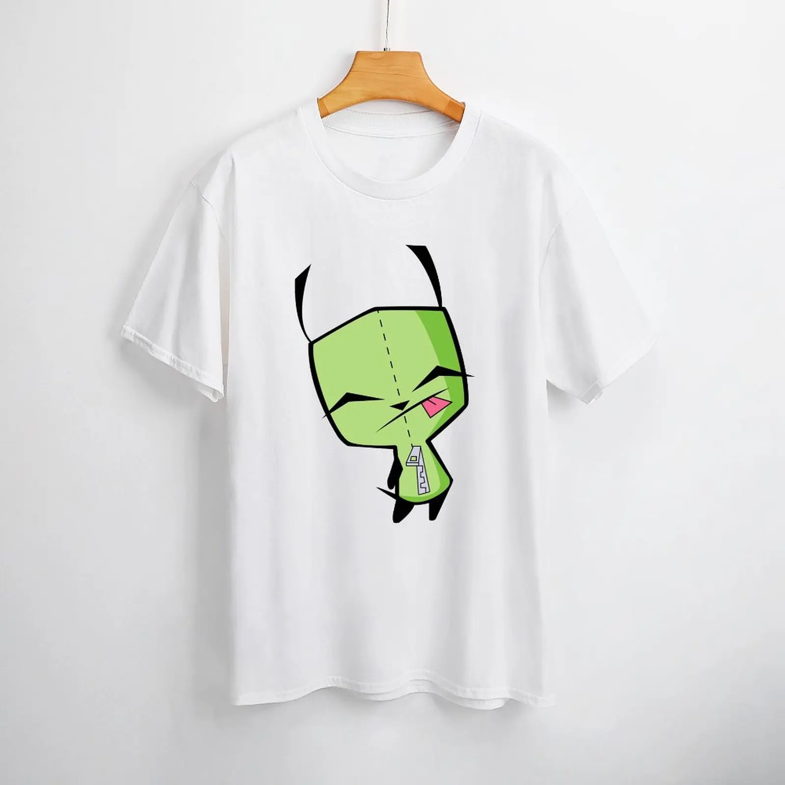 T-shirt do movimento do pescoço redondo, Invader Zim S GIR, T Gráfico Casual, Fitness Novidade Engraçada