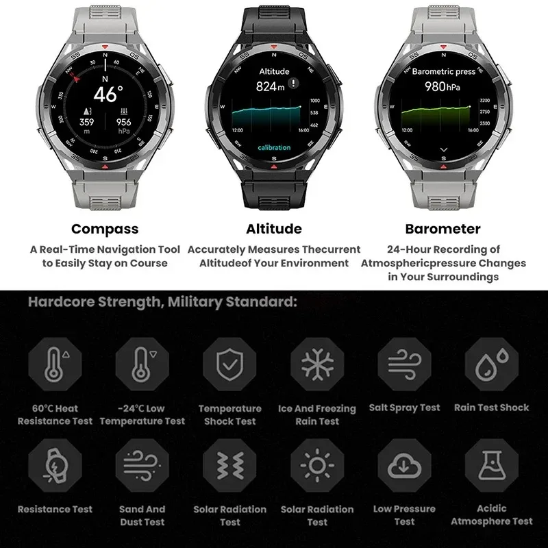 ل T-Rex 3 GPS المهنية في الهواء الطلق ممارسة Smartwatch 1.45 "Ultra HD المدمج في نظام تحديد المواقع البوصلة BT دعوة 480mAh الصحة اختبار ساعة 2025