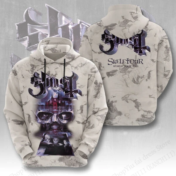 

Модные толстовки с 3d принтом Ghost Band в стиле ретро для мужчин и женщин, модная винтажная толстовка с капюшоном большого размера, мужское пальто