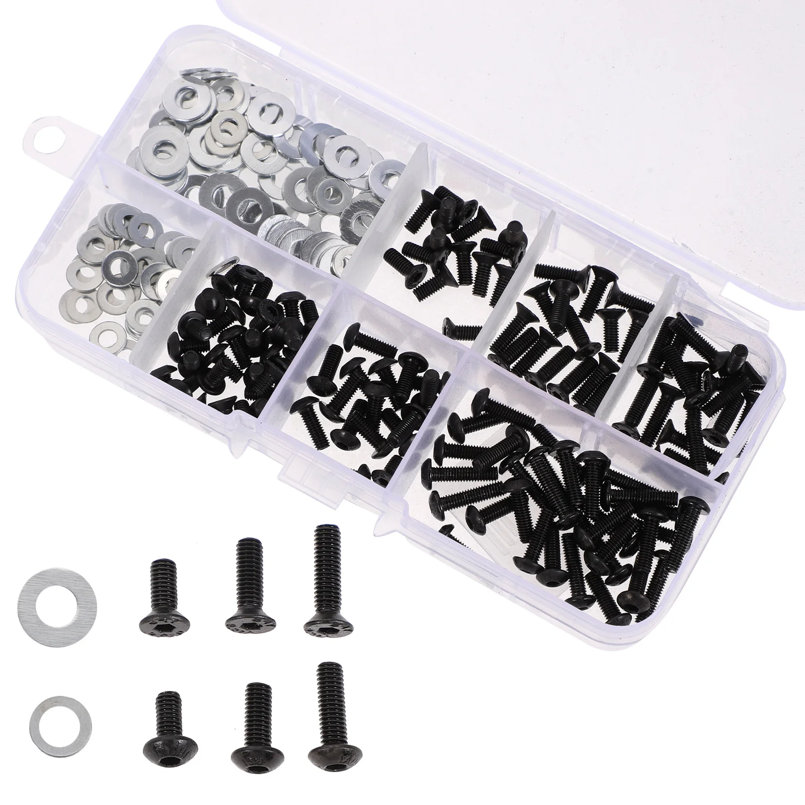 

1Set Screw Accessories Box for Remote Control Car Flat and Round Head Screws Kit Strong Rust-Resistant Small Screws with Gaskets