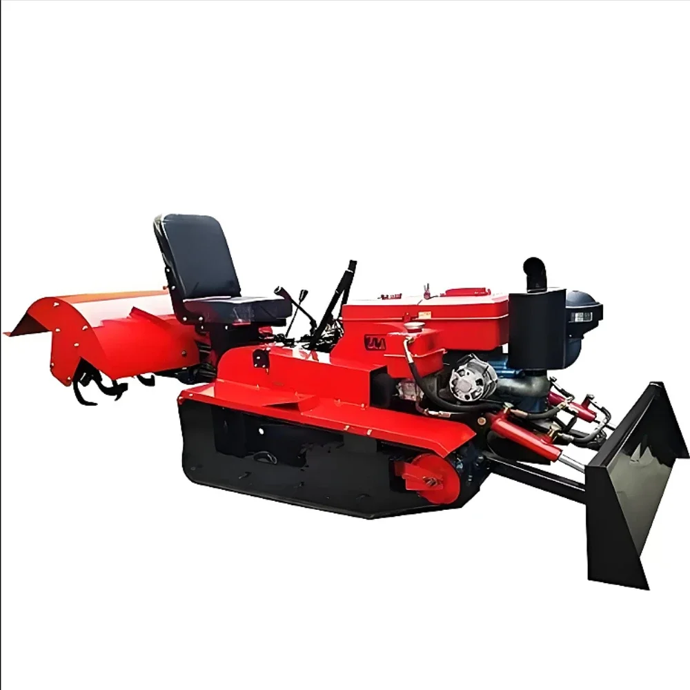 New 25hp  35hp Multifunctional Agricultural Tracked Micro With Walking Tractor and Supporting Field Rotary Tiller Factory Supply
