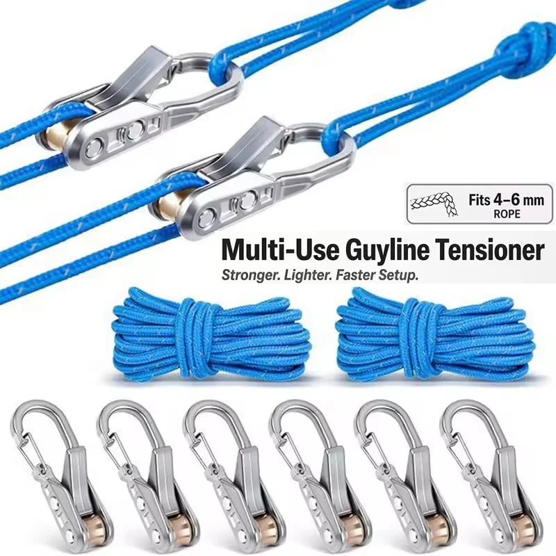 Rope Tightening Tool & Tensioner，Heavy-Duty Retractable Tie Down Rope for Camping, Tarp, Hammock,Boating & Outdoor Gear Securing