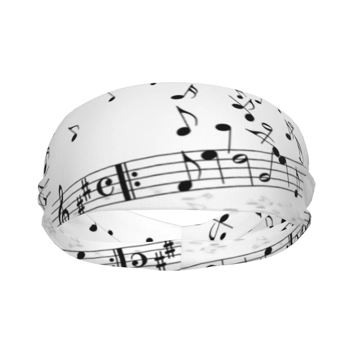 Various Music Notes On White Background Elastic Hair Band Yoga Headband Makeup Hair Hoop Headwrap