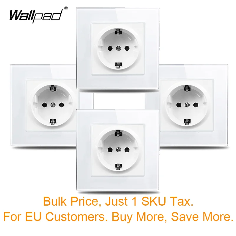 Wallpad EU Schuko Socket 16A 250V Tempered Glass Multi Packs Combined Shipment Lower Unit Cost DE RU Wall Outlet Home Hotel Bulk