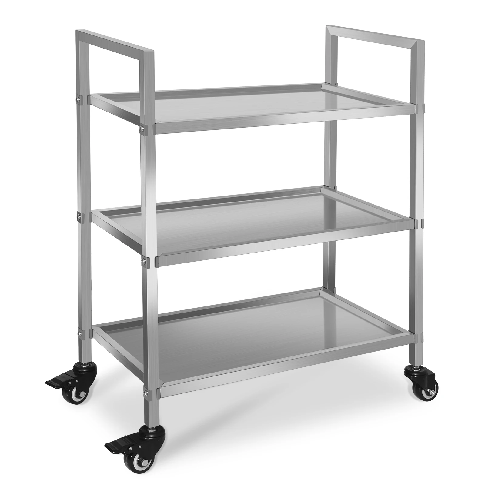 

Stainless Steel Serving Cart, 3-Tier Kitchen Utility Cart with Locking Wheels 400 lbs Capacity, for Restaurant, Hospital & Home