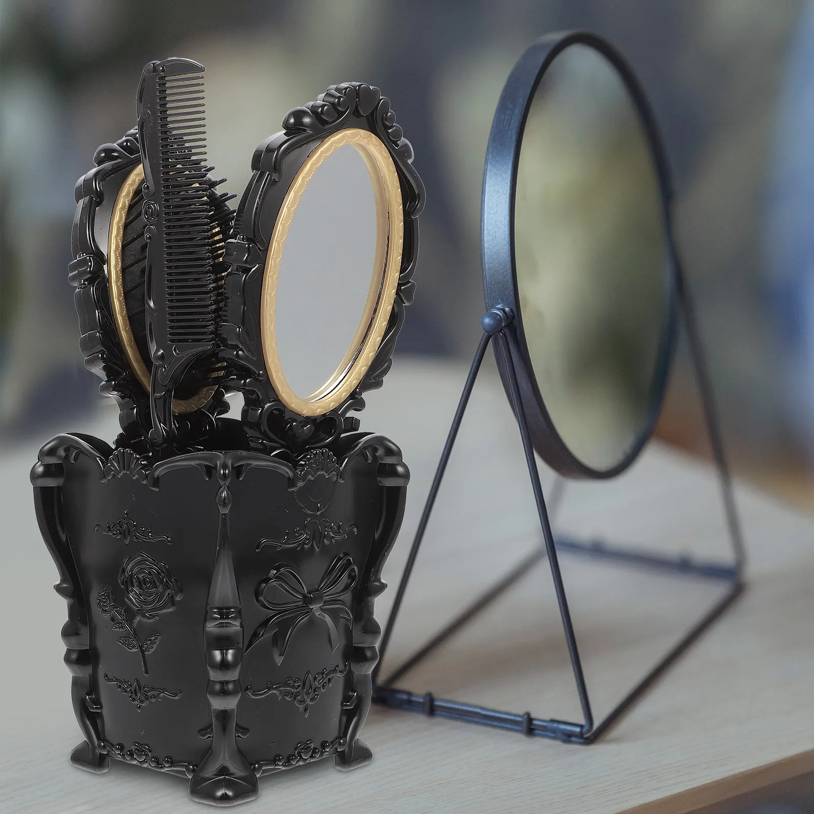 

1Set Anti-Static Scalp Massage Comb Set Airbag Hair Brush Portable Handheld Mirror Salon Hair Styling Tools Comb Kit