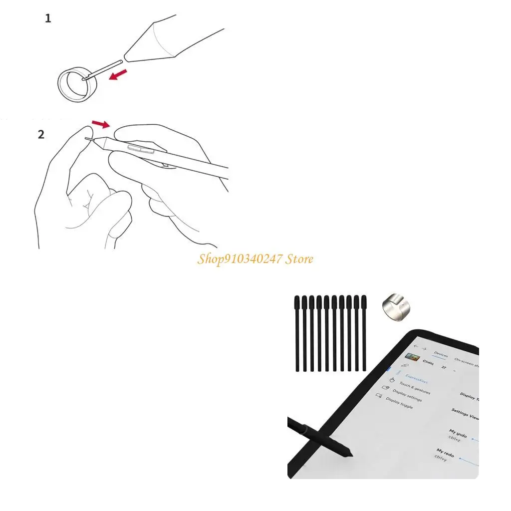 

Q22A Точные пластиковые наконечники для ручек, набор из 10 предметов, оптимизированный для ручки для цифрового искусства PTK470,