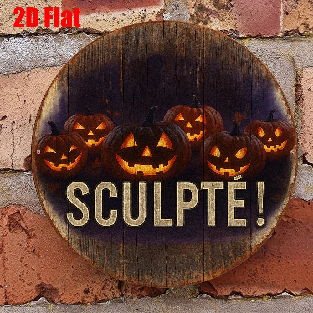 CIFBUY Waterproof Durable Vintage Rustic Pumpkin Aluminum Wall Art Metal Sign for Kitchen Bar Bedroom Home Decor Gift