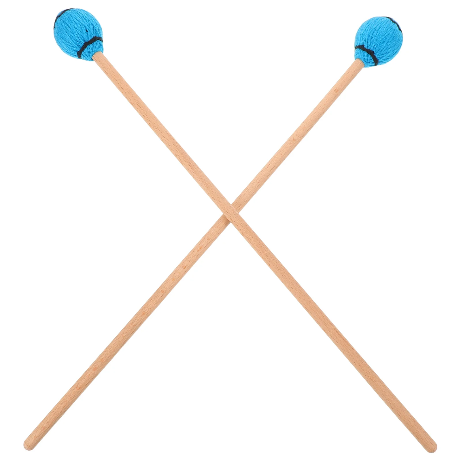 

1 Pair Blue Wood Handle Xylophone Mallets For Marimba Glockenspiel Percussion Durable Yarn Mallets Comfortable Grip Musical