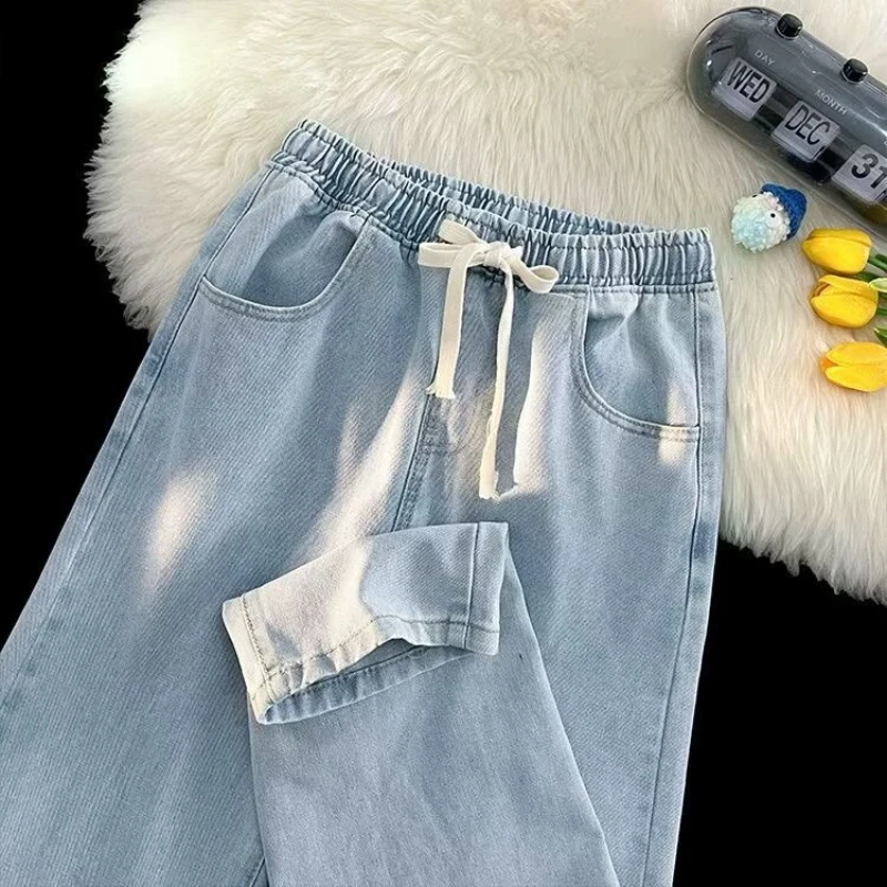 TRSYPHXM 2025, neue Frühling und Herbst Jeans Boden Hosen Männer der Amerikanischen High Street Casual Hosen Lose Gerade Hosen