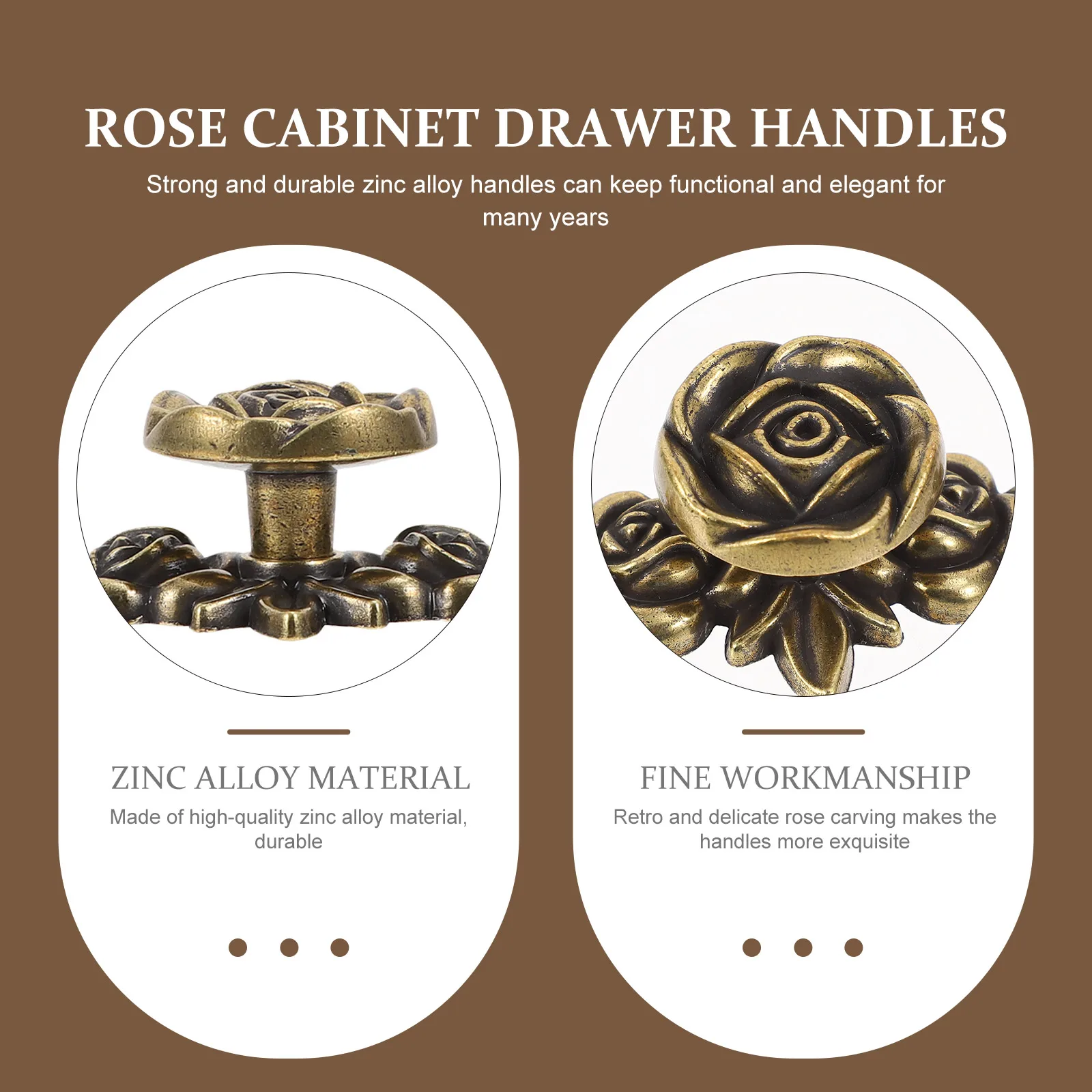 

2 Pcs Rose Handle Flower Drawer Knobs Cabinet Cupboard Handles Kitchen Cabinets
