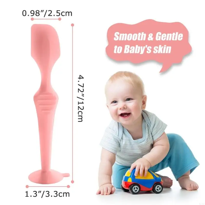 A5YC delikatna aplikacja pieluszka dla niemowląt szpatułka do kremu miękka silikonowa ręczna łyżka do skrobania z podstawą ssącą