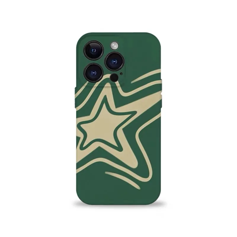 

Корейский чехол для телефона Ins Green Star Rhythm для IPHONE 17 Air 16E 15 PROMAX 14 Plus 13 12 MINI 11 PRO 16Plus XR, акриловый чехол для телефона