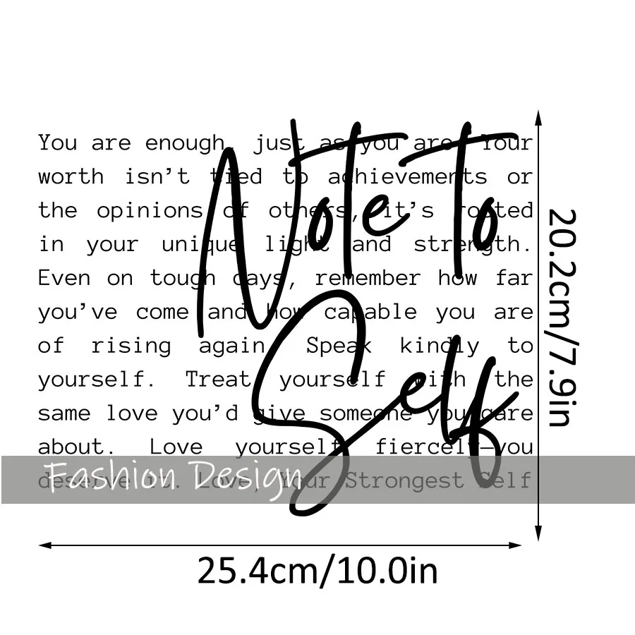 Note To Self Motivational Inspirational Self Care Iron-On Heat Transfer Sticker Decal T-shirts Sweatshirts Bag Clothing Decor