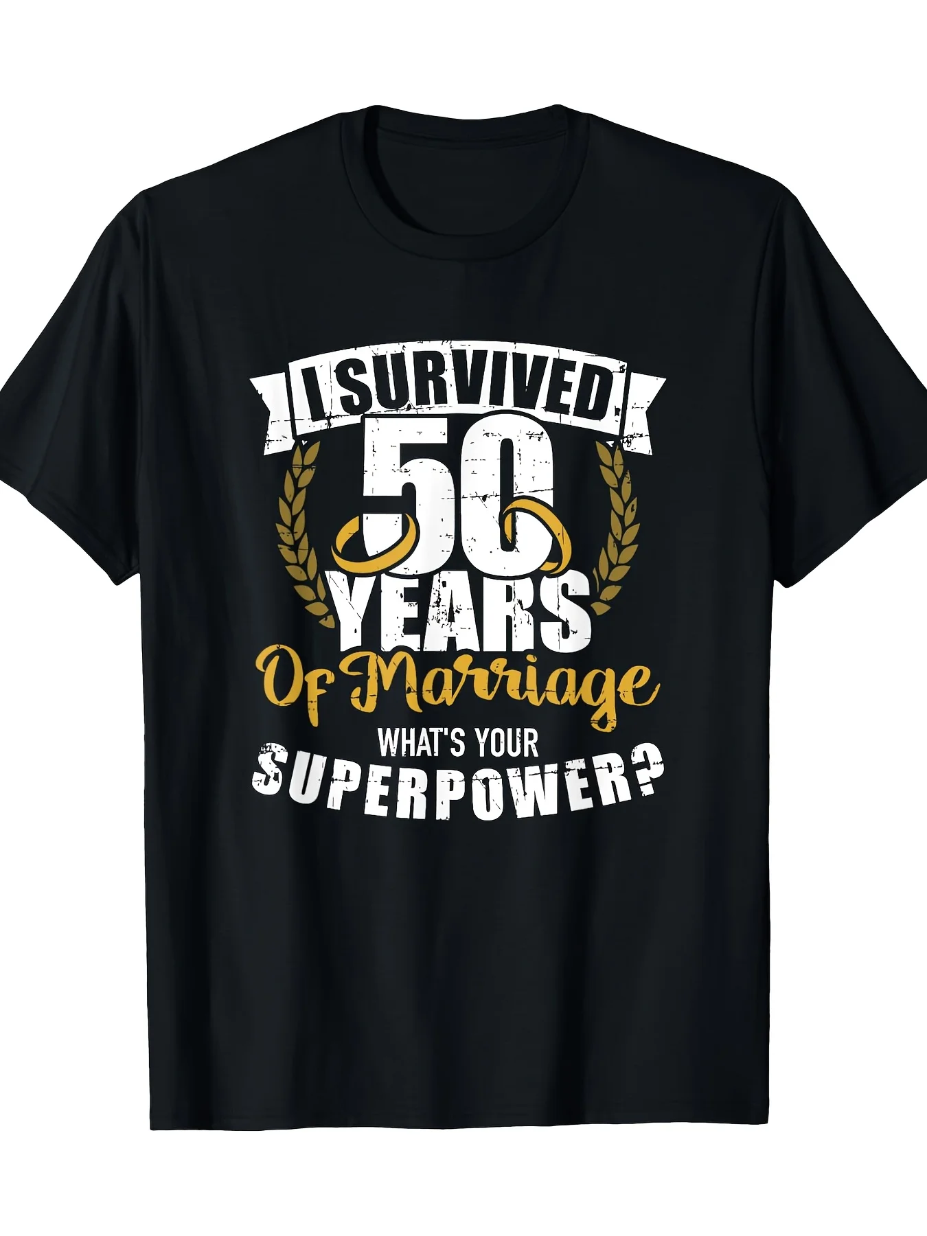 Camiseta de aniversário de casamento, design humorístico "Estou casado por 50 anos"