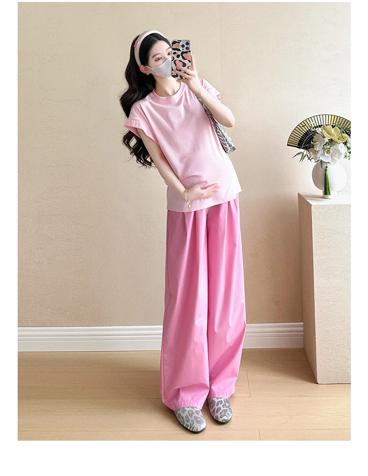 conjunto-de-dos-piezas-top-de-algodon-con-cuello-redondo-pantalones-holgados-traje-elegante-para-oficina-conjunto-de-maternidad-verano-2026-manga-corta