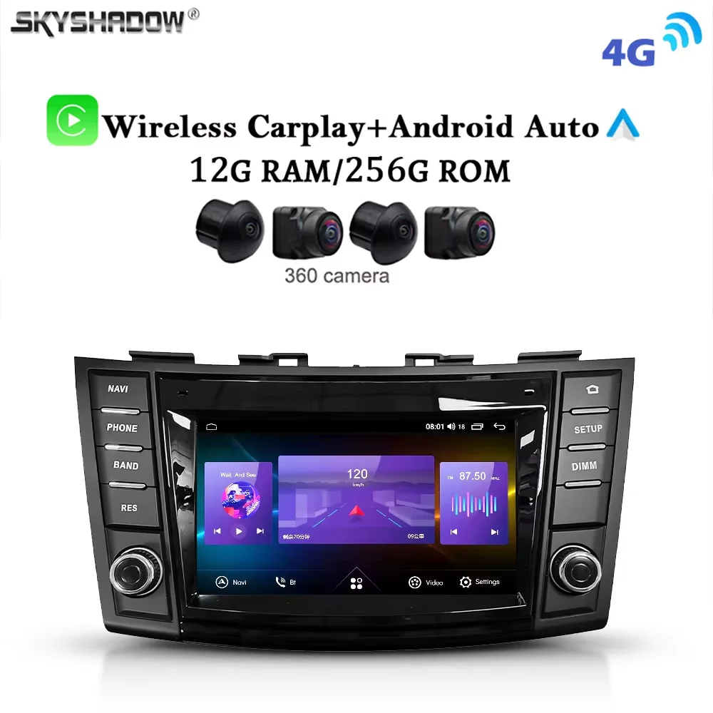 

High-performance CPU Carplay Auto Android 13 4G LTE IPS Car DVD Player GPS WIFI Bluetooth RDS Radio For Suzuki Swift 2011-2016