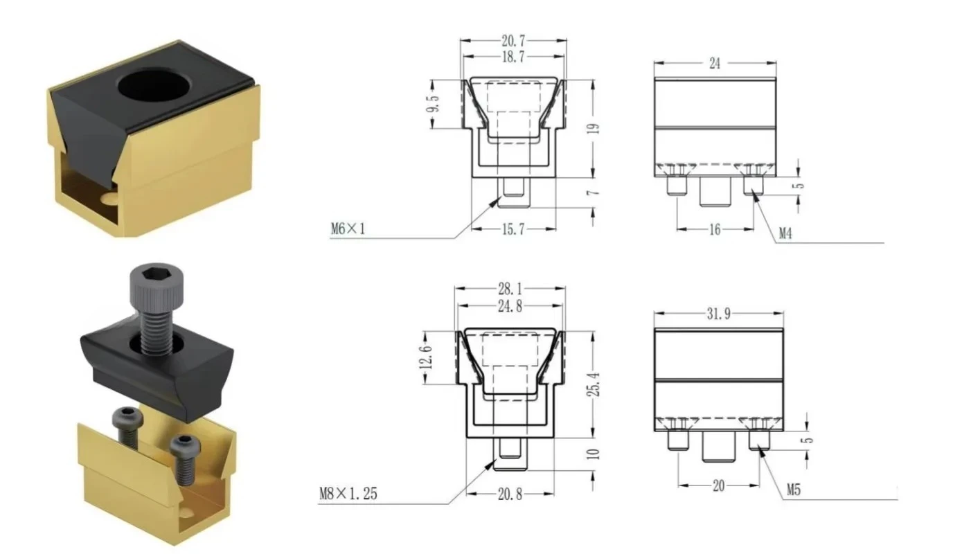 Wedge Clamp 6 Pcs Cnc Machining Set CNC Vise Machine Tool Equipment Fixtures 5 Axis 4 Axis Vice