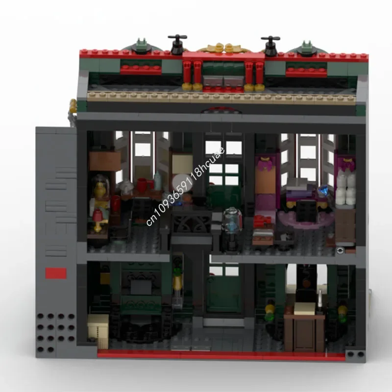 1062 stücke MOC Diagon Alley Ministry Magie Harry Modell Bausteine Architektur Modulare Montieren Geburtstag Spielzeug Weihnachten Geschenke