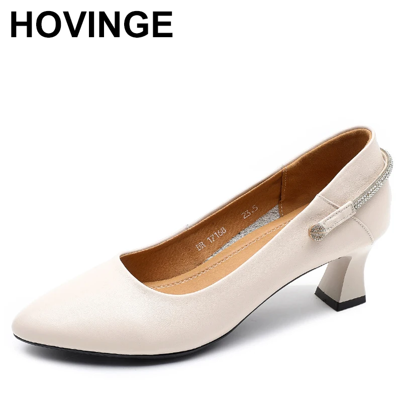 Women Dress Shoes Genuine Leather New Large Size  Women High Heels Spring Women Professional Shoes