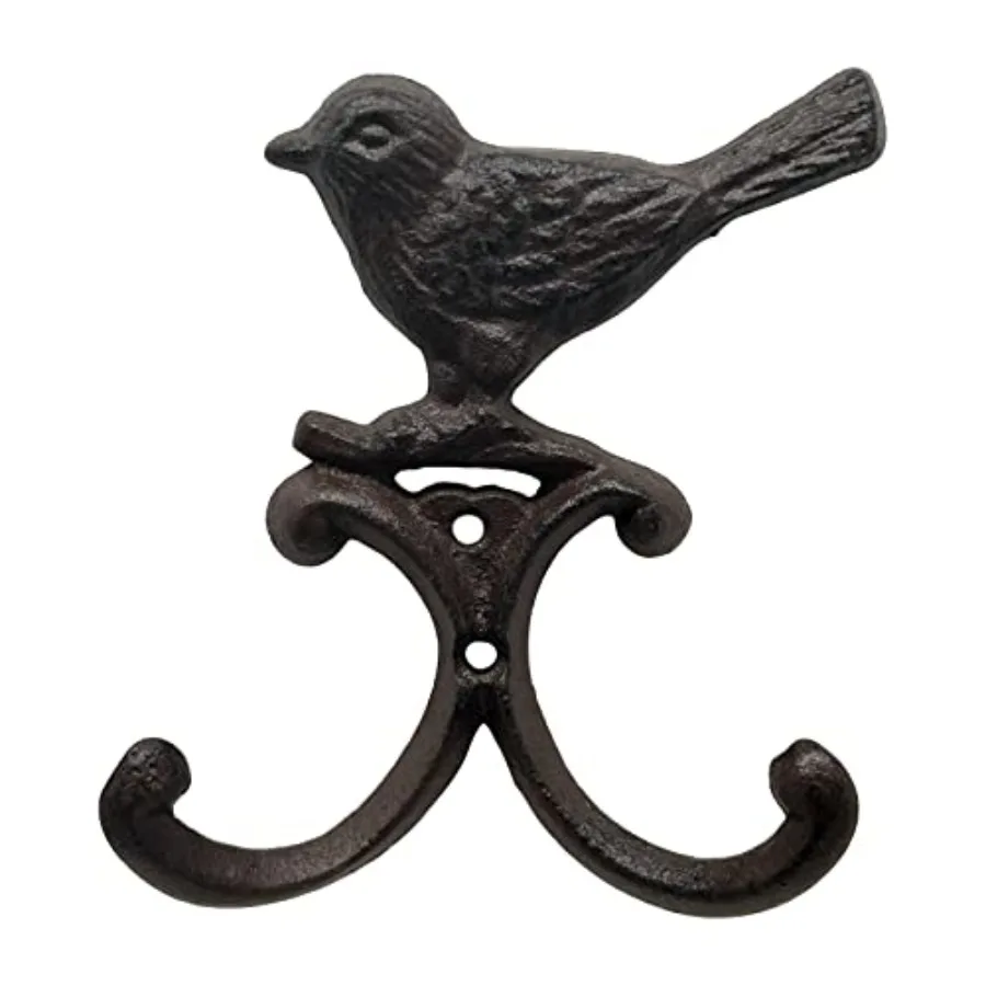 Antique Vintage Animal Cast Iron Bird Wall Hanger Hooks Rack, Decorative Indoor Outdoor Home Garden Country Farmhouse Garage Ru