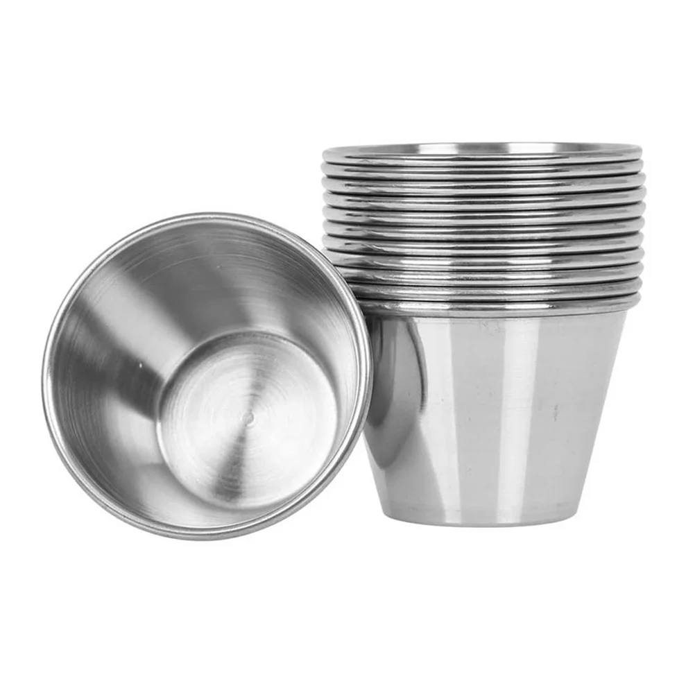 

12 Pcs Sauce Cup Drinks Round Condiments Cups Metal Dipping Stainless Steel American Style