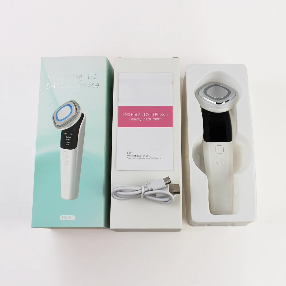 EMS Micro Corrente Massagem Aquecimento LED Light, Cuidados com a pele portátil Ion Facial Lifting Beauty Tool, Uso doméstico Instrumento