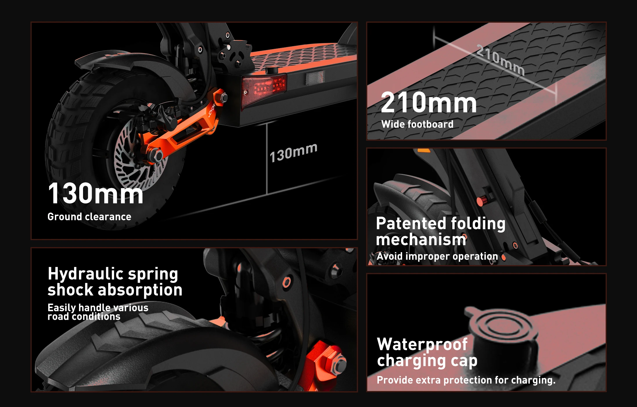 JOYOR T10 Elektroroller für Erwachsene, 60V18AH Akku, Offroad-E-Scooter, 10-Zoll-Offroad-Reifen, faltbarer E-Scooter – Detail 16
