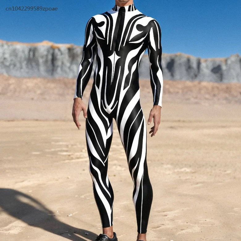 Zentai Suit For Men Festival Outfit Catsuit Front Zipper Punk Rave Jumpsuit Robot Cosplay Bodysuit Morphsuit Party Rave Clothes