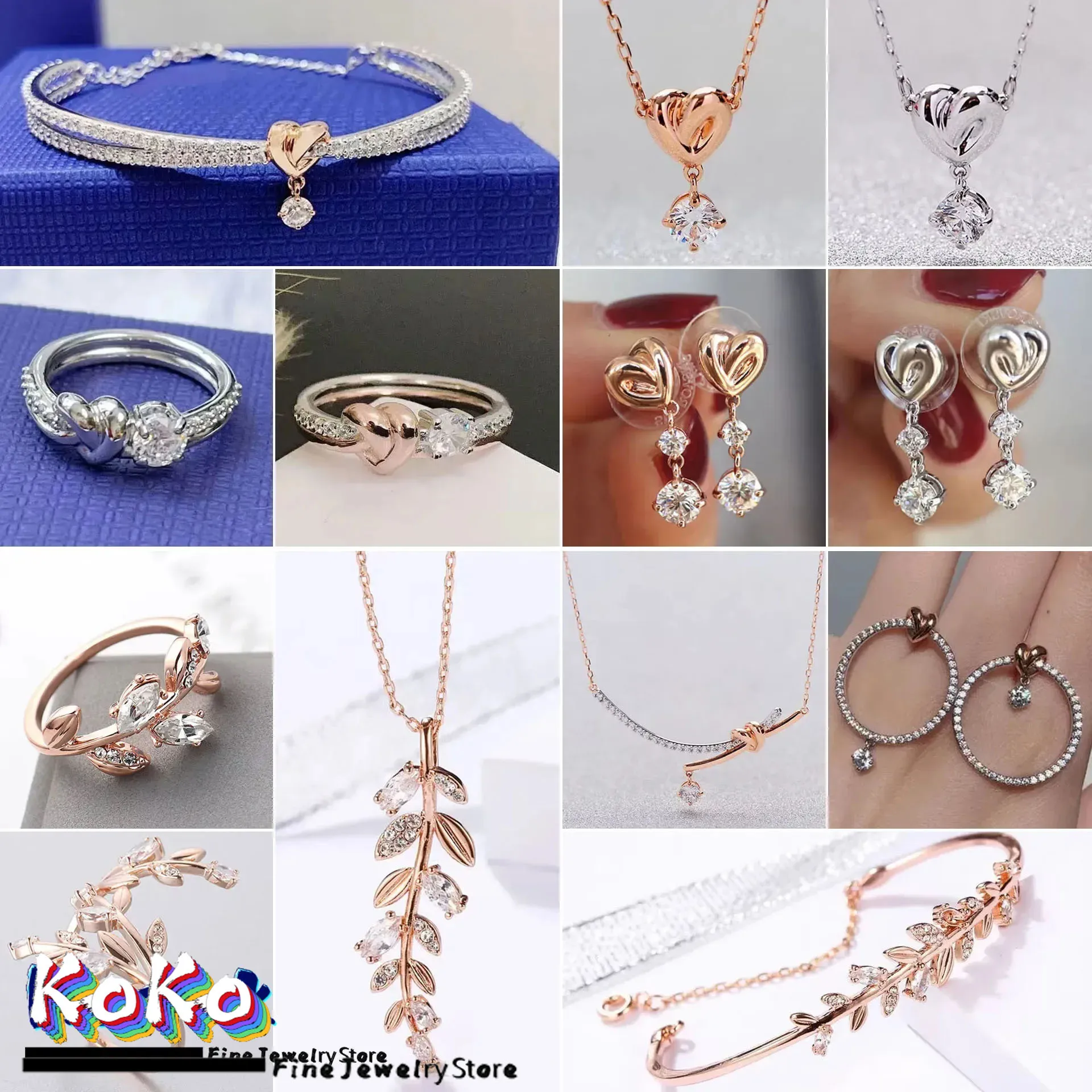 

Original 2025 New Trendy Fine Jewelry Sets for Women Charm Heart Earrings Leaf Necklaces Bracelets Ring Party Accessories