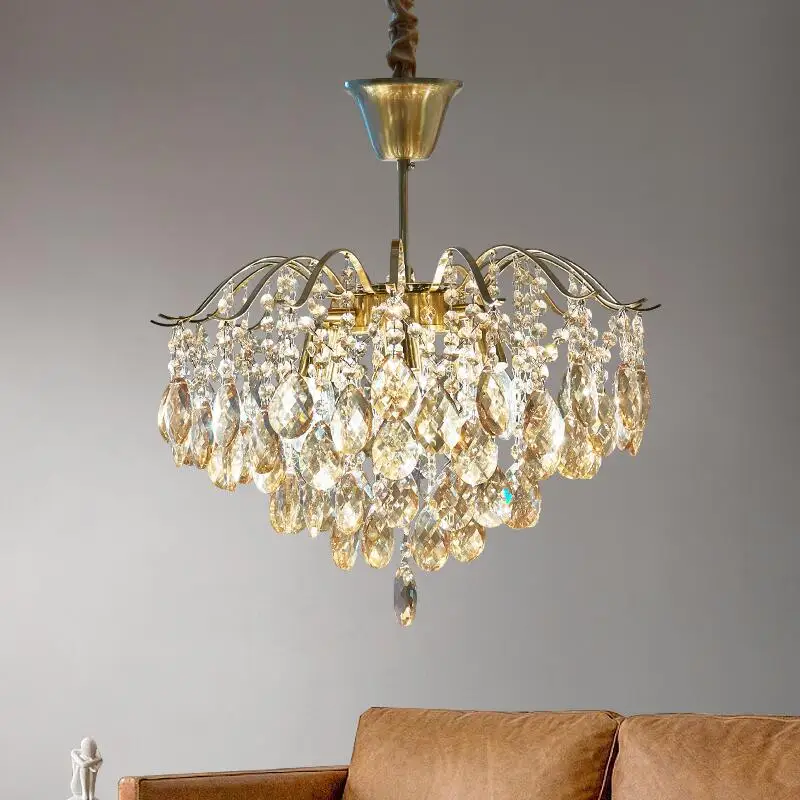 

Vintage LED crystal chandeliers illuminate the living room bedroom with Luster Island Luxury lamps