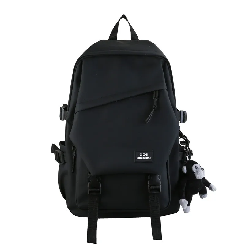 Mochila escolar Harajuku para hombre, morral negro de moda para estudiantes universitarios, resistente al agua, novedad de 2021