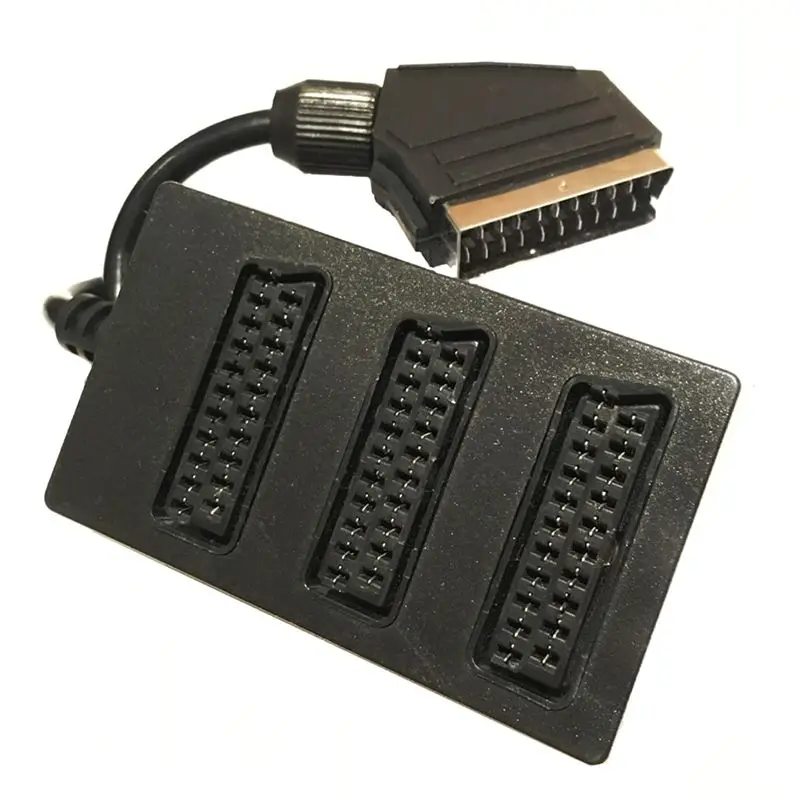 40cm Broom Head SCART 1/2 1/3 1/5 Wire 3WAY SCART SPLITTER Wire Audio and Video Connection Wire European Standard