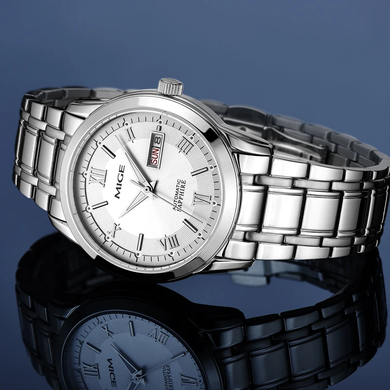 Mige original miyota relógio mecânico automático para homem à prova dwaterproof água luminosa safira negócios aço inoxidável relógio de pulso masculino