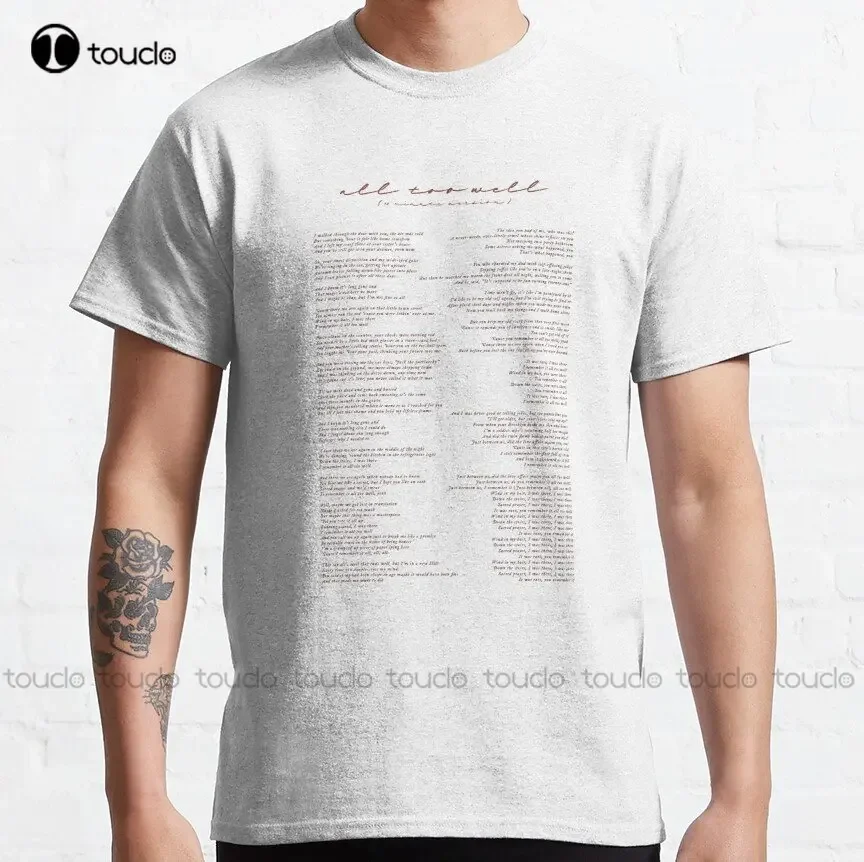 All Too Well 10 Minute Version Lyric Classic T-Shirt Anime Tshirt Fashion Design Casual Tee Shirts Tops Hipster Clothes Xs-5Xl