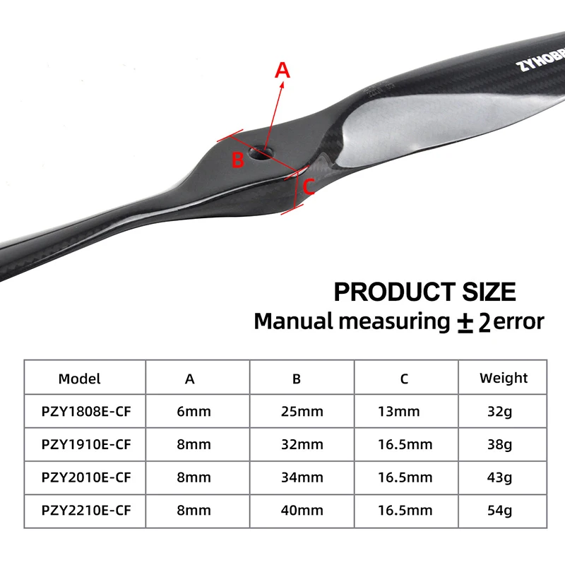 1PC Carbon Fiber Electric Propeller Wooden Prop for RC Airplane, Propeller, CW, 18x8, 19x10, 20x10, 22x10, 16x08, 17x08, 1Pc
