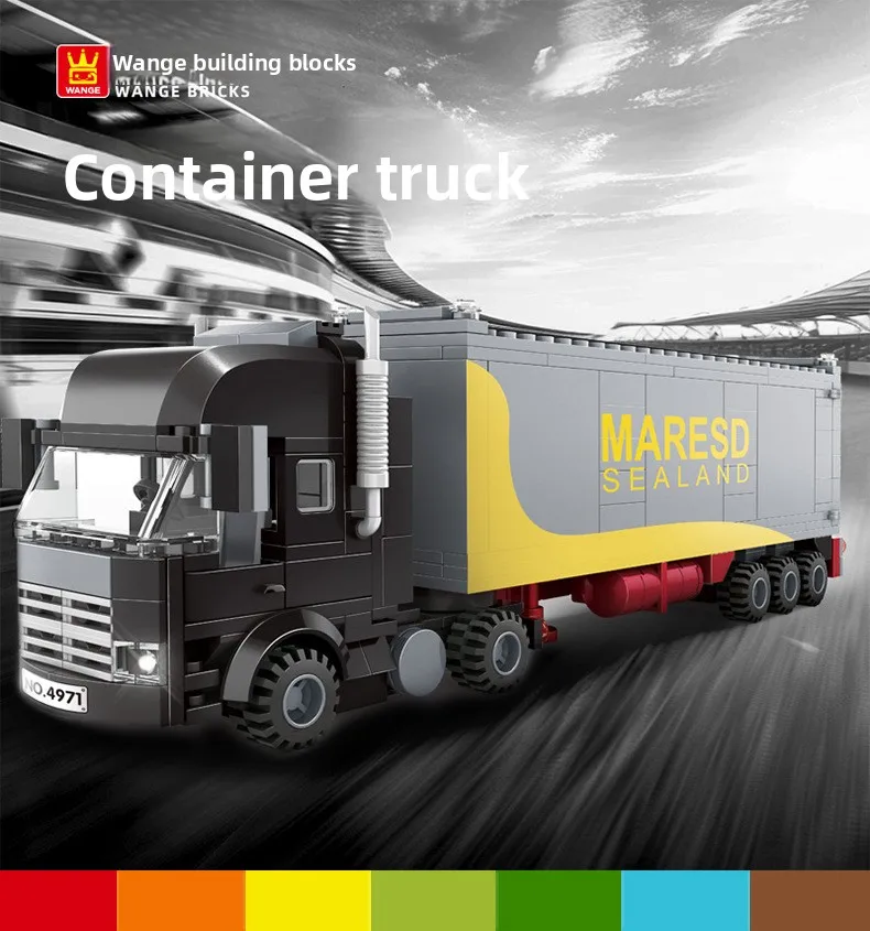 Container Truck Series Micro Block Set | Heavy-Duty Truck Toy | Kids DIY Educational Assembly Bricks Compatible with Most Blocks