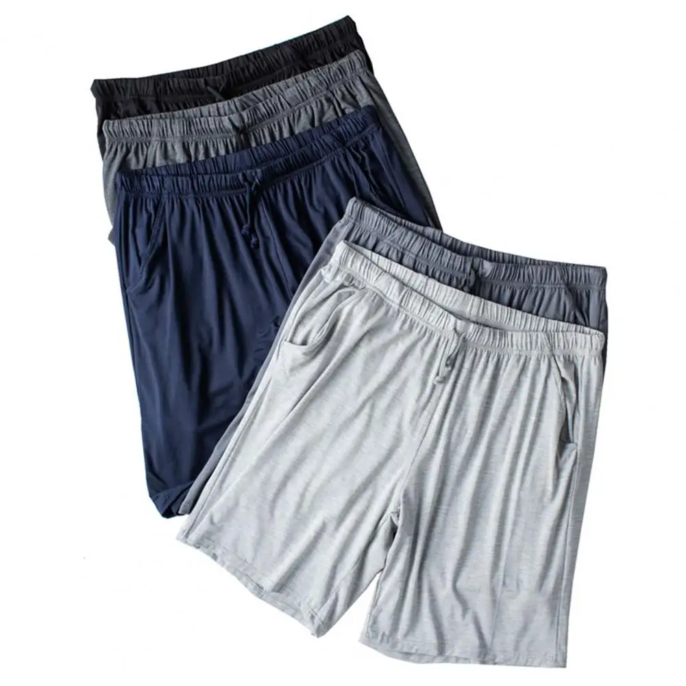 Pantalones cortos transpirables para hombre, pantalones cortos de pijama de verano, cómodos, combinan con todo, con cordón, para deportes en casa