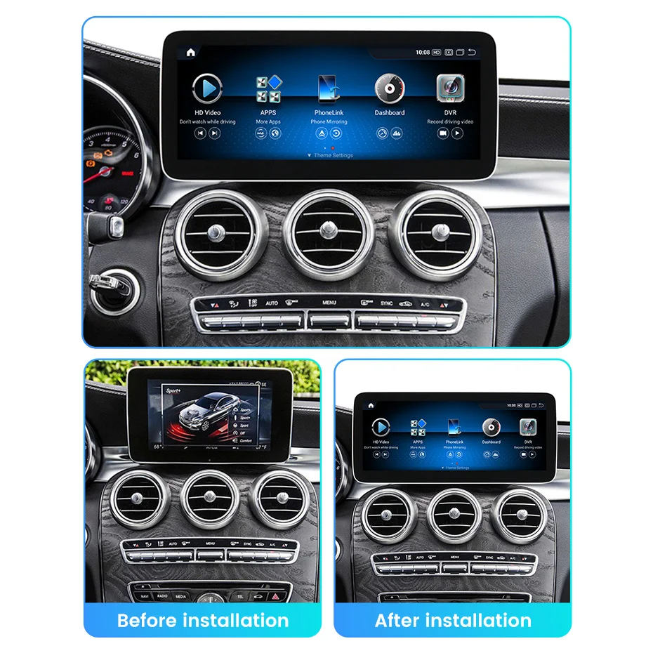 Snapdragon680 Android All in one For Benz C W205-GLC X253-V class (2014-2018) NTG 5.0 Car Radio Multimedia Player GPS BT Carplay