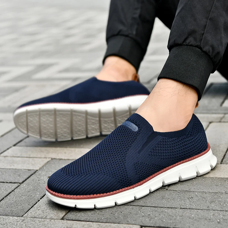 Summer New Men's Sports Shoes Breathable Mesh Cloth Shoes Outdoor Casual Shoes Men's Non-Slip Flying Woven Shoes Plus Size 50