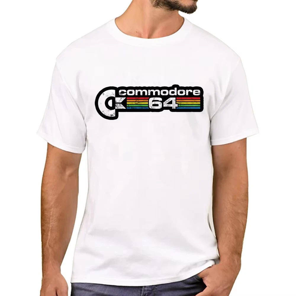 أزياء الرجعية الرجال تي شيرت خمر C64 كومودور 64 الكمبيوتر المطبوعة مضحك تي شيرت قصيرة الأكمام بلايز Harajuku المحملة