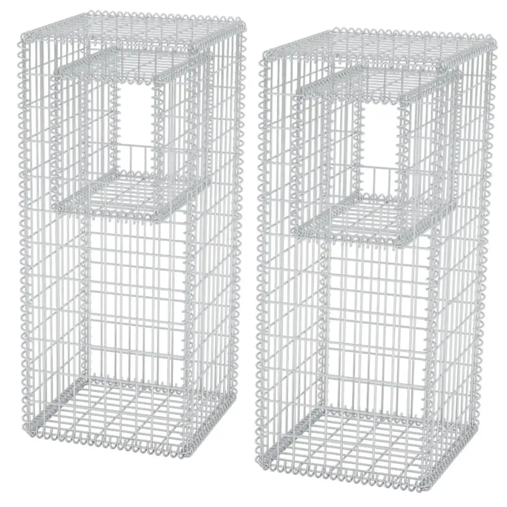 2Pcs Steel Gabion Basket Planters - 19.7x19.7x47.2 Inch Garden Decoration