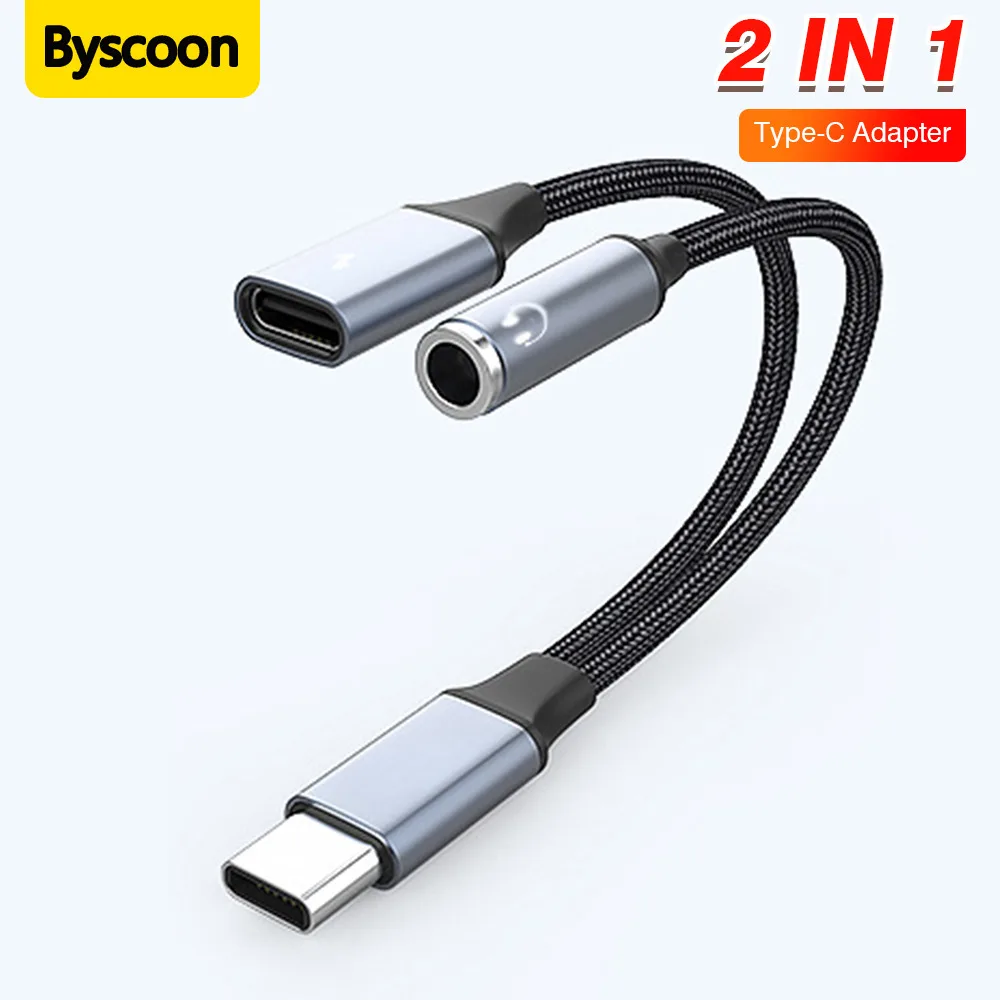 Image of Typ-C 2-in-1 Splitter-Kabel USB-C mit Ladeanschluss und 3,5mm AUX-Audio-Buchse Kopfhöreradapter für Android iPhone 17 16 15 Laptop