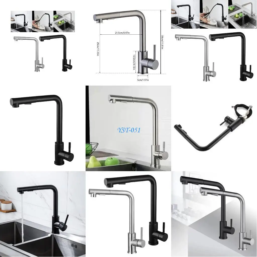 

E15A Practical Kitchen Sink Tap with Adjustment Water & Functional Kitchen Faucet with Pull out Sprayer for House