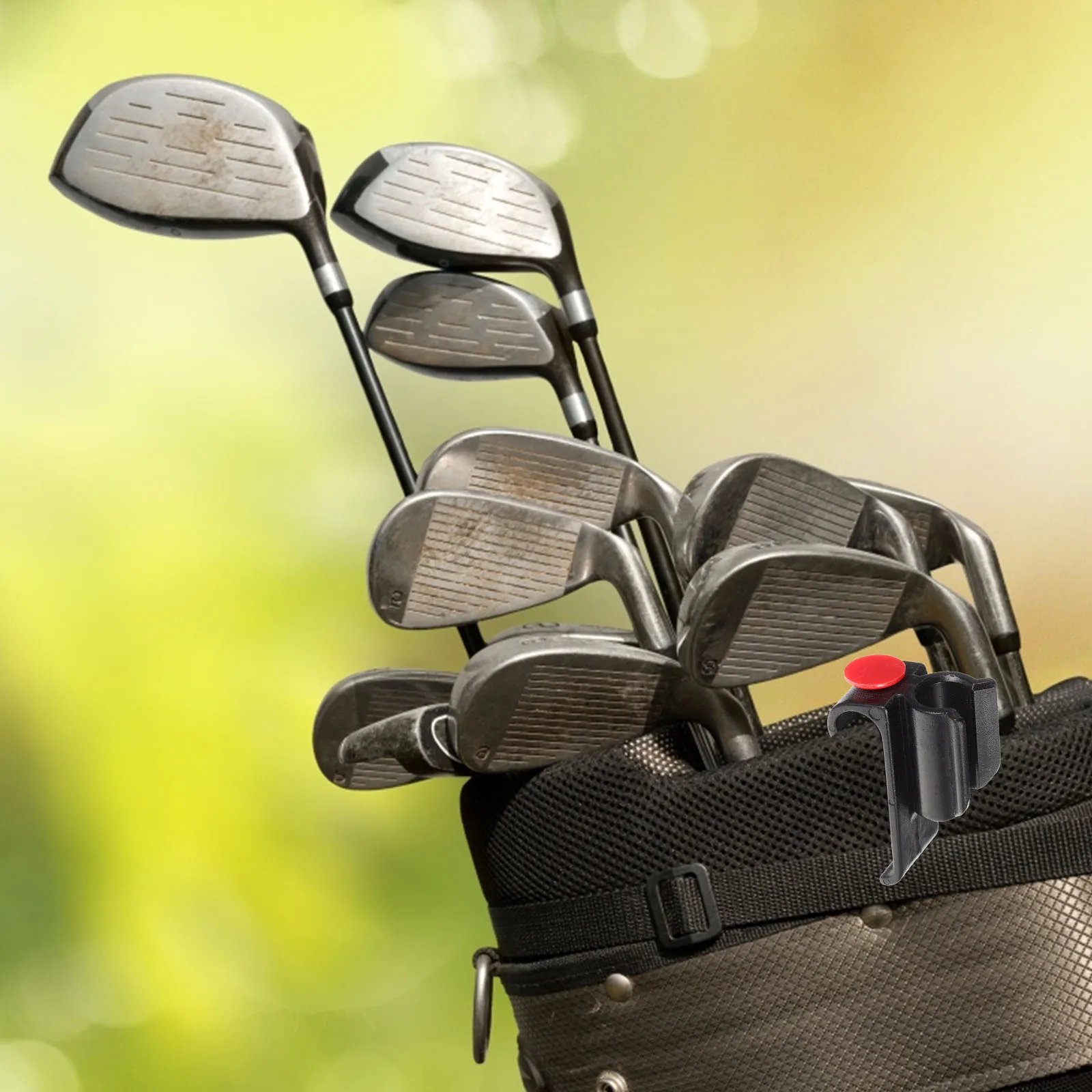

Golf Accessories Putter Clip Bag Accessory Holder Club Clamp with outside Holders Putterbag Black