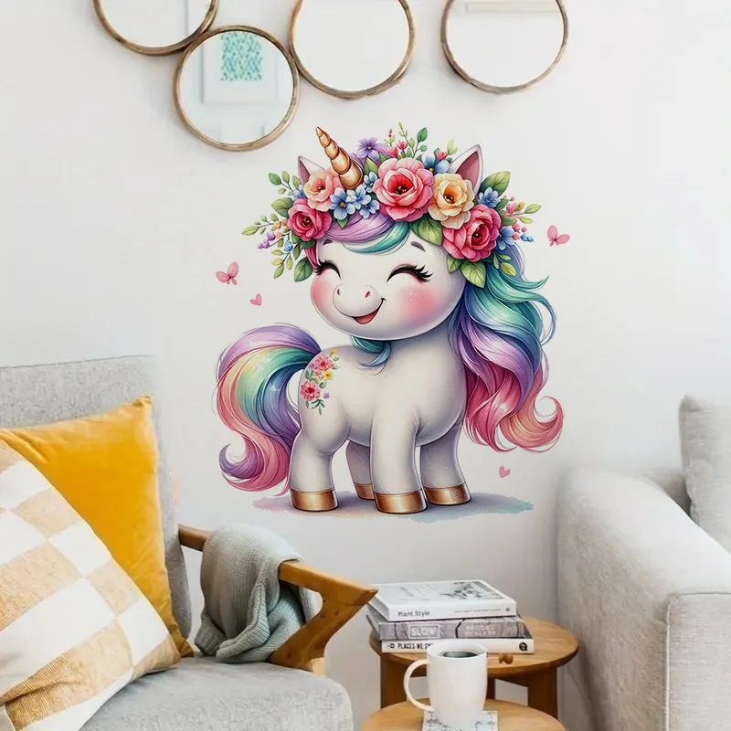 

Beautiful Watercolor Unicorn Sticker, Water-proof Home Wall Decal, Used for Wall, Bathroom, Cabinet, Door,Toilet, Car, Laptop