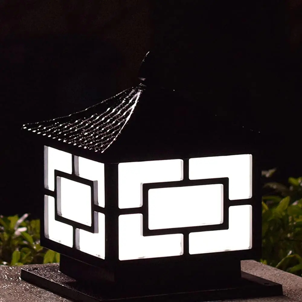 Outdoor Vintage Chinese Patio Post Lamp Fixture E26 Waterproof IP54 Outdoor Column Lights Fence Garage Pavilion
